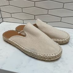 Nwot Slip On Canvas Espadrilles From Splendid. The Only Imperfection Is Residue From The Price Tag. Size 7 Color: Cream Casual Slip-on Mules With Woven Sole, Casual Natural Color Slip-ons For Spring, Cream Slip-on Espadrilles With Woven Sole, Casual Mules With Woven Sole And Flat Heel, Casual Beige Slip-on Mules, Beige Espadrille Slip-ons, Casual Closed Toe Mules With Textured Sole, Casual Beige Mules With Woven Sole, Casual Cream Flat Mules