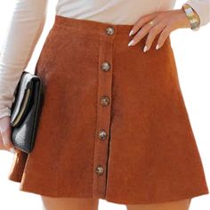 This Classic Mini Skirt Features Front Button Closures Designed With A Structured Waistband, A-Line Mini Length It Pairs Well With Body-Hugging Top And Suede Slouch Boots See Pictures For Sizing. 100% Polyester Trendy Buttoned Mini Skirt For Winter, High-waist Brown Skirt With Button Closure, High Waist Brown Skirt With Button Closure, Mini Skirt With Buttons, Casual Button-up Fall Skirt, Brown Buttoned Skirt For Winter, Trendy Buttoned Mini Skirt For Fall, Trendy Buttoned Skirt For Winter, Brown Mini Skirt With Button Closure