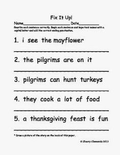 the worksheet for thanksgiving is shown in black and white