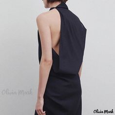 Olivia Mark - Sleeveless Asymmetrical Design Midi Dress - Elegant Cocktail Dress Chic Asymmetrical Halter Neck Dress For Night Out, Chic Black Asymmetrical Sleeveless Dress, Chic Halter Neck Asymmetrical Dress For Night Out, Versatile Summer Dress For Night Out, Asymmetrical Hem Sleeveless Summer Dress, Summer One Shoulder Workwear Mini Dress, Chic Black Sleeveless Asymmetrical Dress, Black Sleeveless Asymmetrical Dress For Spring, Black Sleeveless Asymmetrical Summer Dress