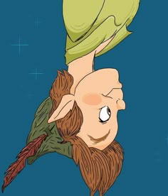 a drawing of a man with a green hat on top of his head and beard