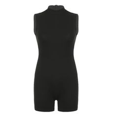 Front Black Turtle Neck Bodysuit Sports Jumpsuit, Playsuit Pattern, College Outfits Women, Summer Playsuit, Casual Joggers, Sleeveless Turtleneck, Women's Sports, High Waisted Trousers, College Outfits