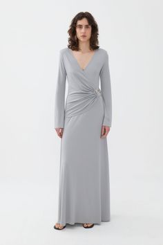 Nocturne dresses up this long dress with front accessory details, creating a double-breasted dress suitable for celebrating festive events with unfettered style. V-neck, long sleeve, double-breasted dress with accessory details. Main Material: 56% Viscose, 34% Nylon, 10% Elastane Lining: No Lining Trim: No Trim Washing & Care Instructions:  Do not wash, Do not bleach, Do not tumble dry, Iron at a low temperature, Dry clean only Double Breasted Dress, Spring Suit, Bag Dress, Toddler Girl Outfits, Independent Designers Fashion, Dress Romper, Swimwear Tops, S Models, Beauty Women