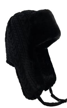 Whether you call these bad boys trapper hats, Russian hats, earflap hats or trooper hats - we know one thing - they warm AF! Keep your head wintergoth cosy in this faux fur woolly hat with extended earflaps on the side and woven black ties. A cable knit pattern on the back gives some granny chic glam and the fur shows on the underside of the sides and along the top brim One size fits most. Russian Hats, Woolly Hat, Trooper Hat, Fur Trapper Hat, Fur Trapper, Russian Hat, Cable Knit Pattern, Wooly Hats, Trapper Hat