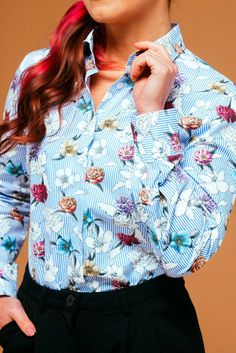 Floral Blouses For Women, Floral Blouses, Shirt Elegant, Business Casual Top, Colorful Blouses, Floral Long Sleeve Shirt, Women Floral Blouse, Spring Blouses, Simple Blouse