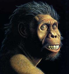 a painting of a monkey with its mouth open and eyes wide open, looking to the left