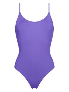 violet purple stretch-design spaghetti straps scoop neck low back Be mindful to try on swimwear over your own garments. Purple Body Suit, Huge Wedding Cakes, Purple Bathing Suit, Huge Wedding, Swimsuit Purple, Purple Bodysuit, Purple Swimsuit, Tank Swimsuit, Paper Fish