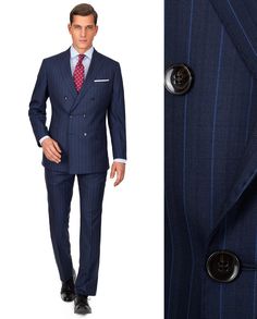 PREMIUM BLUE STRIPE BLUE SUIT Blue Suit, Double Breasted Suit Jacket, Blue Stripes, Suit Jacket, Navy, Blue