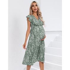 Elevate your maternity wardrobe with the FUNJULY Women's Lace V Neck Ruffle Sleeve Maternity Wrap Dress. This enchanting maxi dress is designed to flatter your figure during pregnancy and beyond, making it perfect for baby showers, photoshoots, or casual summer outings.

- Material: High-quality, breathable fabric
- Color: Blue
- Size: Medium
- Gender: Female
- Features: Lace V-neck, ruffle sleeves, high waisted floral design, flowy silhouette

The wrap style offers adjustable comfort as your bo Spring Maternity V-neck Dress Nursing Friendly, Bump Friendly Maternity Maxi Dress, Bump Friendly Maxi Maternity Dress, Nursing Friendly Maxi Maternity Dress, Elegant Spring Maternity Dress Bump Friendly, Summer Maternity Dress, Flowy Fit, Summer Flowy Maternity Dress, Flowy Summer Maternity Dress, Spring Maternity Dress Bump Friendly