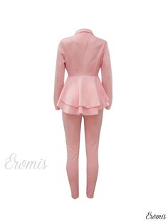 Eromis – Sophisticated Long Sleeve Ruffled Hem Tunic Pantsuits with Solid Deep V Neck, Exuding Elegance and Style, Perfect for Modern Womens Fashion Elegant Fitted Jumpsuits And Rompers With Ruffles, Chic Peplum Evening Set, Elegant Pink Stretch Jumpsuits And Rompers, Chic Evening Peplum Set, Fitted Long Sleeve Sets With Ruffles, Elegant Peplum Sets With Ruffles, Fitted Suit For Night Out In Spring, Fitted Sets With Ruffles And Long Sleeves, Elegant Spring Peplum Sets