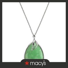 in stock Elegant Jade Necklace With Large Pendant, Elegant Green Macy's Jewelry, Green Teardrop Pendant Jewelry With Large Pendant, Macy's Sterling Silver Teardrop Jewelry, Macy's Sterling Silver Pendant Necklace, Green Polished Pendant Necklace, Green Pendant Necklace With Polished Finish, Green Teardrop Polished Jewelry, Macy's Teardrop Jewelry For Gift