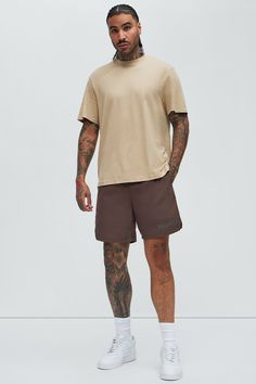 Model Height: 6'2 - Wearing Large Big & Tall: Height 6'3- Wearing XXXL Available In Black, White, Heather Grey, Pink, Blue, Royal, Yellow, Red, Burgundy, Light Blue, Military Green, Light Pink, Tan, Cream And Lavender Crew Neck Short Sleeve 100% Cotton Imported | Mens Essential Crew Tee Shirt in Tan size Small by Fashion Nova Royal Yellow, Tall Height, White Heather, Button Down Shirt Mens, Mens Flannel, Red Burgundy, Mens Essentials, Cargo Pants Men, Shop Mens Clothing