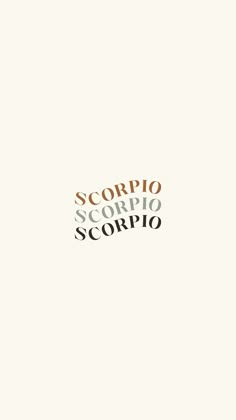 the word scorpioo is written in different colors and font on a white background