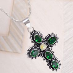 Chrome Diopside, Ethiopian Opal Gifted Jewelry Pendant 925 Sterling Silver Cross Opal Gifts, Jewelry Photos, Sterling Silver Cross, Jewelry Pendant, Silver Cross, Fashion Jewelry Necklaces, Ethiopian Opal, Photo Jewelry, Fashion Watches