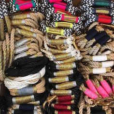 there are many different types of bracelets on display