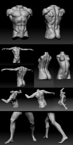 the different poses and body parts of a man