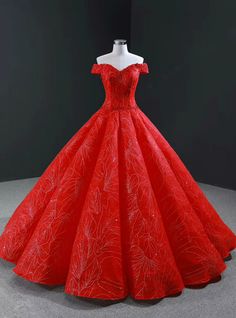 Red Evening Dress For Banquet During Prom Season, Elegant Red Ball Gown With Sweep Train, Red Embellished Ball Gown For Evening, Red Embellished Evening Ball Gown, Red Dress For Prom Season, Red Ball Gown For Prom Party, Red Ball Gown For Red Carpet, Red Embellished Gown For Prom Season, Red Elegant Ball Gown For Banquet