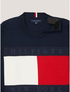 Tommy Hilfiger men’s sweater. Showcase some Tommy spirit in our logo crewneck spun from premium cotton that's ready-made for layering. Part of our Adaptive Collection, designed for ease of dressing in classic Tommy style.  Material: 100% Better Cotton Initiative (bci) Cotton. Classic Cotton Sweater With Logo Print, Classic Crew Neck Sweater With Embroidered Logo, Navy Crew Neck Sweater With Embroidered Logo, Navy Winter Tops With Logo Detail, Modern Crew Neck Sweatshirt With Logo Print, Modern Crew Neck Sweater For Layering, Navy Crew Neck Sweater For Layering, Classic Navy Crew Sweater, Modern Crew Neck Sweater