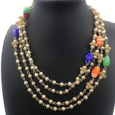 187.20 USD Art Deco Necklace ~ Colorful Glass Necklace ~ 1930's 1940's Vintage Jewelry ~ Long Flapper Length Necklace Measures 62 inches long In very good vintage condition. Blue, Green & Orange beads & beige faux pearls Makes a very pretty statement & is a nice addition to any art deco jewelry collection. For more necklaces.... https://www.etsy.com/shop/MartiniMermaid?section_id=8097202&ref=shopsection_leftnav_3 Come by my shop to see a lot more... www.etsy.com/shop/martinimermaid… Multicolor Retro Jewelry For Vintage Collection, Vintage Multicolor Glass Necklaces, Vintage Multicolor Single Strand Necklace, Elegant Multicolor Vintage Jewelry Collection, Elegant Multicolor Vintage Collection Jewelry, Vintage Multicolor Handmade Long Necklace, Handmade Vintage Multicolor Long Necklace, Vintage Glass Jewelry With Beaded Chain, Vintage Glass Beaded Chain Jewelry