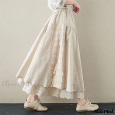 Olivia Mark - Sweet and Feminine Embroidered Elastic Waist Long A-line Skirt with Interior Lining and Belt Dark Academia Fits, Upcycled Wardrobe, Japanese Style Fashion, Long A Line Skirt, Belted Midi Skirt, Fitted Midi Skirt, Whimsical Cottage, Womens Pleated Skirt, Peasant Skirt