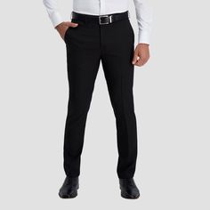 Eliminate the need to iron with this slim-fit wrinkle free pant from Haggar®. You can go about your day feeling good and looking great! The fabric performance combination of moisture wicking and stretch will uphold you to move with ease. These pants will become your favorite choice in your closet!