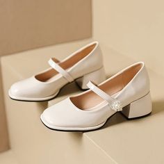 Women's Thick Soled Mary Jane Shoes French Retro Thick Heel Shoes – Dresslittly Square Shoes, Thick Heel Shoes, Zapatos Mary Jane, Office Shoes Women, Lady Shoes, French Retro, Custom Made Clothing, Shoes Wedding, Thick Heels