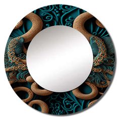 a mirror with an octopus design on it