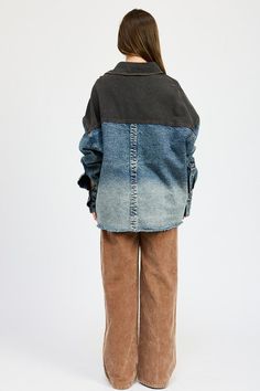 SIZE & FIT :MODEL WEARS SIZE SMALLMODEL'S HEIGHT 5'9 Fabric Contents: 80% COTTON, 20% POLYESTERCONTRAST: 100% COTTON Acid Wash Cotton Button-up Outerwear, Medium Wash Cotton Shacket With Pockets, Faded Denim Outerwear With Pockets, Washed Denim Shacket In Relaxed Fit, Denim Washed Relaxed Fit Shacket, Fall Denim Blue Cotton Outerwear, Denim Blue Cotton Outerwear For Fall, Trendy Medium Wash Denim Shacket, Washed Blue Outerwear With Patch Pockets For Fall