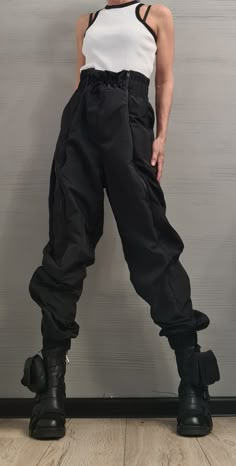 "Black High waist Pants, Pants with zippers, Drop Crotch Pants, Avant Garde Clothing, Loose Pants, Urban Clothing, Plus Size Pants ❤️ Extravagant designs and high quality fabrics! ❤️ Materials & Care Polyester Hand wash at low temperatures. Do not machine dry. Do not iron. Do not dry clean! ❤️ Sizing We can make your piece from XS to 5XL! Everything in the shop can be also made according to your measures free of charge! ❤️ Shipping ✈ Ready to ship The time I need to prepare an order for shipping Pants With Zippers, Big Pants, Costume Sewing, Oc Stuff, Urban Apparel, Drop Crotch Pants, Urban Clothing, Clothing Design Sketches, High Waist Pants