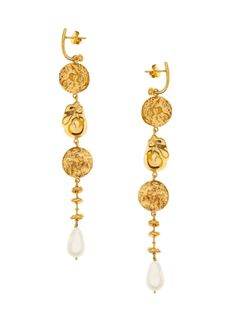 Buy Pandaia Earrings for only ₹14,500.00 at MISHO! Jewellery Earrings, Dangling Earrings, Affordable Jewelry, Gold Brass, Jewelry Inspo, Pretty Jewellery, Brass Metal, Ear Jewelry, Gold Pearl