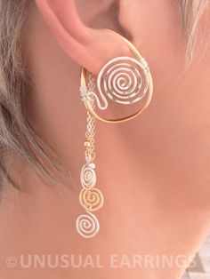 Gold & Silver unpierced earrings, non-pierced earrings, mixed metal ear cuff, ear wrap, clip on earr Clip On Earring, Wrap Earrings, All Elements, Sparkles Glitter, Ear Cuffs, Mixed Metals, A Necklace, Blue Orange, Clip On