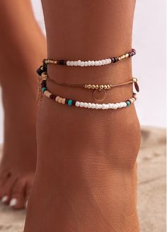 Color:Dark Coffee;Package Contents:3 X Anklets;Occasion:Other; Brown Beaded Bracelet For Summer, Summer Brown Beaded Bracelets, Coffee Package, Rash Guard Swimwear, Coffee Sizes, Waistcoat Dress, Dark Coffee, Swimwear Tankini, Coffee Packaging