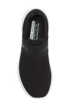 An ultraflexible outsole grounds this comfort-focused slip-on featuring an engineered-mesh upper and supportive footbed. Textile upper and lining/synthetic sole Imported Black Athleisure Slip-on Sneakers With Cushioned Footbed, Synthetic Slip-on Sneakers With Arch Support For Running, Black Sporty Slip-ons With Cushioned Footbed, Sporty Slip-ons With Cushioned Footbed For Sports, Functional Synthetic Slip-on Sneakers For Sports, Sporty Black Slip-resistant Slip-ons, Synthetic Low-top Slip-ons For Sports, Black Breathable Slip-ons For Sports, Breathable Black Slip-ons For Sports