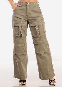 Super High Waist Straight Wide Leg Cargo Jeans Light Olive Mid-rise Khaki Denim Cargo Jeans, Khaki High Rise Utility Cargo Jeans, Khaki Mid-rise Denim Cargo Jeans, Khaki Denim Jeans With Pockets, Urban High Rise Pants With Pockets, High-rise Khaki Cargo Jeans, High Rise Khaki Cargo Jeans, High Rise Khaki Jeans With Side Pockets, Khaki High Rise Jeans With Side Pockets