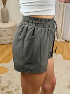 The perfect pair of athletic shorts! High waisted, stretchy elastic waist band + drawstring. Not see through & a great length! Available in plus sizes! Maclaine is 5’7 wearing a size small. True to size and stretchy. Workout Shorts With Functional Drawstring, Athleisure Pajama Shorts With Elastic Waistband, Stretch Shorts With Functional Drawstring, Gray Drawstring Workout Bottoms, Athleisure Gray Shorts With Elastic Waistband, Gray Activewear With Elastic Waistband Shorts, Sporty Pajama Shorts With Short Inseam And Elastic Waistband, Sporty Pajama Shorts With Short Inseam, Athleisure Pajama Shorts With Drawstring