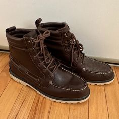 Selling A Brand New Never Worn Pair Of Sperry Top-Sider Men's A/O Lug Ii Weatherproof Boots These Are Discontinued, With Only A Few Brand-New Pairs Online They Are Insulated/Warm And Weatherproof/Waterproof (Great For The Snow And Rain) Retail Price Is $159.95, Willing To Let These Go For $125 Size 10.5 Mens, Nothing Wrong With Them, Perfect Condition, Selling With No Original Box Brown Weatherproof Lace-up Boots, Brown Waterproof Lace-up Boots With Plain Toe, Brown Plain Toe Lace-up Boots For Outdoor, Casual Brown Weatherproof Lace-up Boots, Casual Brown Weatherproof Work Boots, Brown Lace-up Boots With Round Toe For Outdoor Work, Brown Lace-up Shoes For Outdoor Work, Brown Lace-up Boots For Outdoor Work, Brown Moc Toe Lace-up Boots For Outdoor