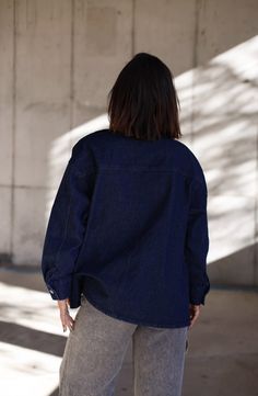 This oversized denim jacket features four front pockets and a button closure, making it the perfect choice for a stylish yet functional addition to any outfit. Made from high-quality denim, this jacket offers both durability and versatility, making it a must-have for any wardrobe. Fabric 90% cotton, 10% spandex Contrast 100% cotton Oversized Denim Jacket With Button Closure For Everyday, Indigo Denim Button-up Jacket With Patch Pockets, Denim Blue Utility Jacket With Patch Pockets, Winter Utility Denim Jacket With Relaxed Fit, Indigo Denim Jacket With Patch Pockets And Button-up, Winter Denim Button-up Top, Winter Button-up Denim Top, Oversized Button-up Denim Jacket With Patch Pockets, Denim Utility Jacket For Everyday