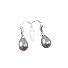 gray teardrop pearl earrings Teardrop Pearl Earrings, Earrings Dainty, Pearl Grey, Earring Hooks, Silver Earring, Sterling Silver Bead, Silver Beads, Swarovski Crystal, Sterling Silver Earrings