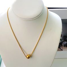 18k Gold Ball Pendant Box Chain Pull Necklace Metal Finish: 18k Gold Plated Metal Material: Stainless Steel Chain Length: 25 In *Lead And Nickel Free* *Anti-Tarnish* *Hypoallergenic* *New* 22k Gold Simple Necklace, Chains For Pendants Gold, 22k Gold Necklace Short, Latest Plain Gold Necklaces, Goan Gold Necklace, Simple Chains With Pendants, Gold Designer Chains For Women, Light Weight Jewelry Gold Indian, Gold Necklaces In 10 Grams