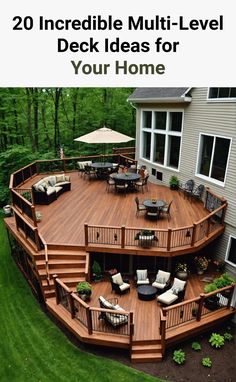 19 Incredible Multi-Level Deck Ideas For Your Home – ToolzView Multilevel Deck Ideas, Two Tier Deck Ideas, Multi Level Deck Ideas, Two Tier Deck, 2 Level Deck, Outdoor Pergola Ideas, Lake House Deck