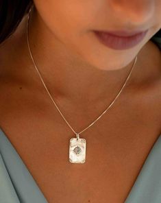 Turquoise or Moonstone Pendant ~ Rectangular ~ Sterling Silver 925  ~ Delicate ~ Bohemian ~  Charm ~ MN082 Moonstone Pendant, Silver 925, Sunscreen, Moonstone, Sterling Silver Jewelry, Natural Gemstones, Lotion, Silver Jewelry, Silver Necklace