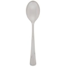 a silver spoon with a long handle on a white background