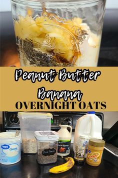 peanut butter banana overnight oats Banana Overnight Oats Recipe, Morning Routine Breakfast, Peanut Butter Banana Overnight Oats, High Protein Peanut Butter, Meal Prep Freezer, High Protein Yogurt, Peanut Butter Overnight Oats, Peanut Butter And Banana