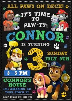 the paw patrol birthday party is going on