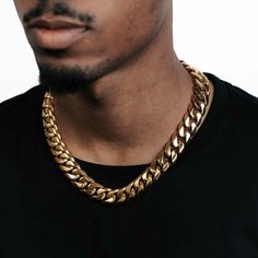 18mm solid gold cuban link chain model Yellow Gold Cuban Link Necklace Tarnish Resistant, Tarnish Resistant Yellow Gold Cuban Link Necklace, Gold Link Jewelry For Streetwear, Gold Cuban Link Necklace With Curb Chain For Streetwear, Gold Cuban Link Necklace For Streetwear, Gold Cuban Link Chunky Chain Bracelet, Gold Cuban Link Bracelet With Chunky Chain, Formal Gold Plated Cuban Link Necklace With Curb Chain, Gold Chain Link Jewelry For Streetwear