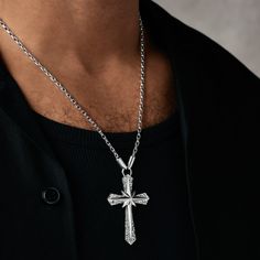 No matter where you find your guiding light, this North Star cross pendant is here to keep you on the straight and narrow. Handcrafted Sterling Silver pendant and anchor clasp on a 60cm (24") sterling silver rounded box chain. Crucifix Cross Necklace With Box Chain, Cross Pendant Necklace With Cable Chain As Gift, Sterling Silver Cross Necklace With Pendant, Silver Crucifix Cross Necklace With Box Chain, Silver Cross Necklace With Box Chain, Sterling Silver Cross Necklace With Box Chain, As The Crow Flies, Star Cross, Guiding Light