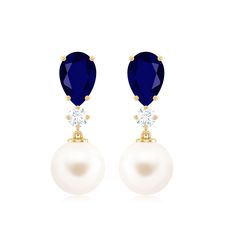 Product Details Make a fashion statement when you wear these Freshwater Pearl Earrings. Adorned with Round Shape Freshwater Pearl in Bead Setting with Blue Sapphire as Pear Shape, making them quite versatile jewelry for any occasion. These Pearl Drop Bridesmaid Earrings make a great combination of White Pearl, Blue Sapphire and Moissanite, leaving your jaws drop on the floor. Elevate your style with these pretty Drop Earrings. Product Information SKU SHP-EARRINGS042171371 Length 18.5 mm Width 5 Sapphire Wedding Earrings, Elegant Blue Pearl Drop Earrings, Blue Pearl Drop Earrings Fine Jewelry, Pearl Sapphire Earrings, Sapphire Pearl Drop Earrings, Blue Gemstone Pearl Drop Earrings, Jewellery Wishlist, Blue Pearl Earrings, Pearl Earrings Designs