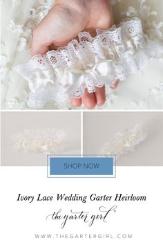 A luxury lace wedding garter in classic ivory. Featuring ivory lace with a stripe of satin ribbon. A classic wedding accessory for a beautiful bridal shower gift handmade by expert garter designer, The Garter Girl. #gartergirl #thegartergirl #weddinggarter #bridalgarter #garter #justsayyes #tooprettytotoss #lacegarter #ivorygarter Elegant Adjustable Bridal Accessories For Marriage, Elegant Adjustable Bridal Accessories For Bridal Shower, Elegant Adjustable Bridal Accessories For Wedding, Elegant Lace Bridal Accessories For Bridal Shower, Adjustable Bridal Accessories For Ceremony, Adjustable Lace Bridal Accessories For Wedding, Elegant Lace Bridal Accessories For Marriage, Elegant Lace Bridal Accessories For Wedding, Elegant Lace Bridal Accessories