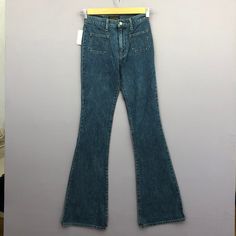 Vintage NWT 90s Studio D'artisan Bush Pants Flare Blue Jeans - GF30018.  Manual Measurement (laying in flat area):  1) Waist: 24 inch.  2) Rise: 10 inch.  3) Hips: 16 inch.  4) Tight: 9.5 inch.  5) Outseam: 43.5 inch.  6) Inseam: 34 inch.  7) Leg opening: 10 inch.  Made in: JAPAN.  Fabric Material: 100% Denim Cotton.  Condition: In good vintage condition overall.  Please check all the measurement to insyre a proper fit.  Remember to allow yourself some extra room for movement.  You can compare t Bush Pants, Flare Blue Jeans, Denim Cotton, Bell Bottom, Bell Bottoms, 10 Inch, Flare Jeans, Fabric Material, Made In Japan