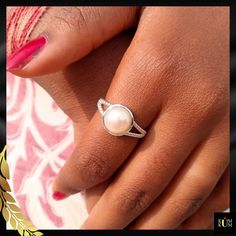 "Pearl is a lustrous gem, born from the depths of the ocean. Formed within mollusks, its iridescent glow symbolizes purity and elegance. Adorn yourself with the timeless allure of nature's treasure. ⬤ Benefits of Natural Pearl Ring-              ● A natural pearl ring showcases the authentic beauty of real pearls.             ● Pearls are timeless, giving the ring an enduring and elegant charm.             ● Natural pearls are often associated with purity, making the ring a meaningful symbol. Fine Jewelry Silver Pearl Ring, Unique Pearl Ring Jewelry, Sterling Silver Pearl Ring As Gift, Hallmarked Pearl Ring For Gift, Hallmarked Sterling Silver Pearl Ring For Gift, Silver Pearl Open Ring Jewelry, Sterling Silver Pearl Birthstone Ring, Silver Pearl Ring With Gemstone In Sterling Silver, Sterling Silver Pearl Birthstone Ring For Gift